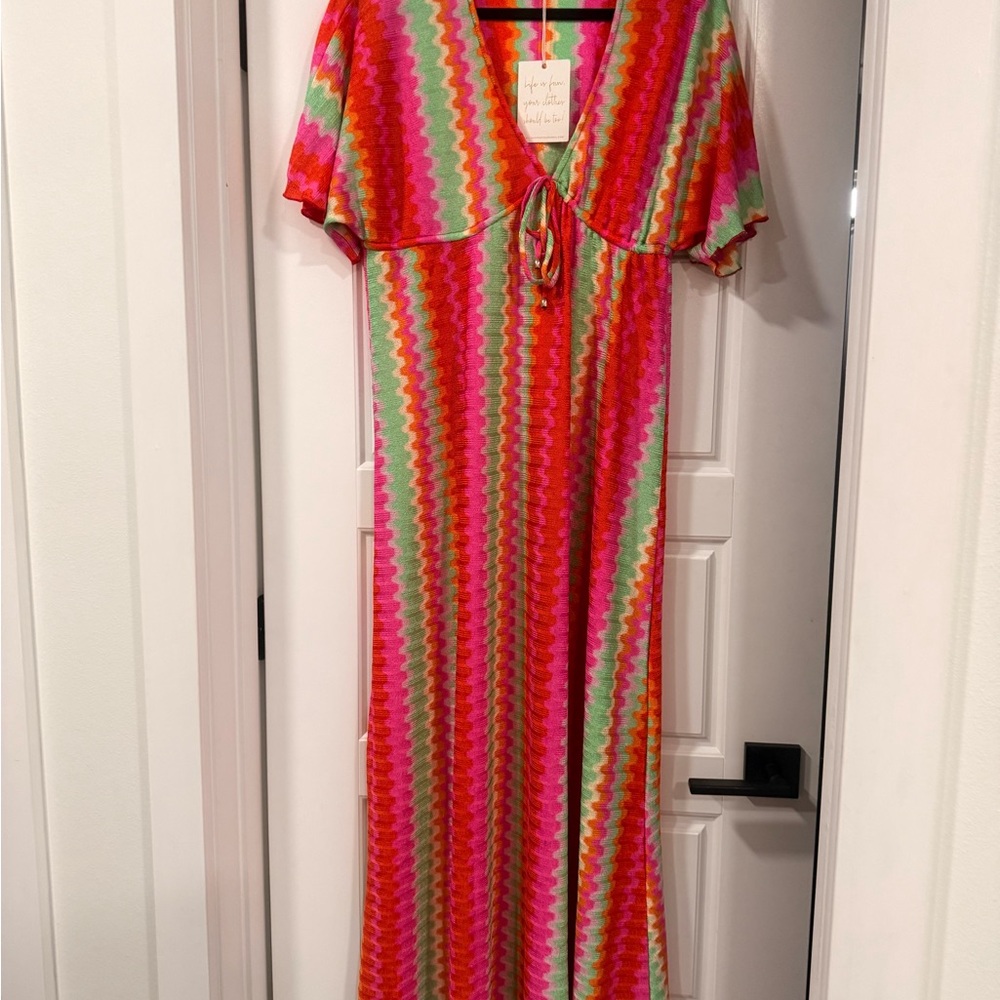 Colorful Zigzag Mumu swim cover up/Maxi Dress